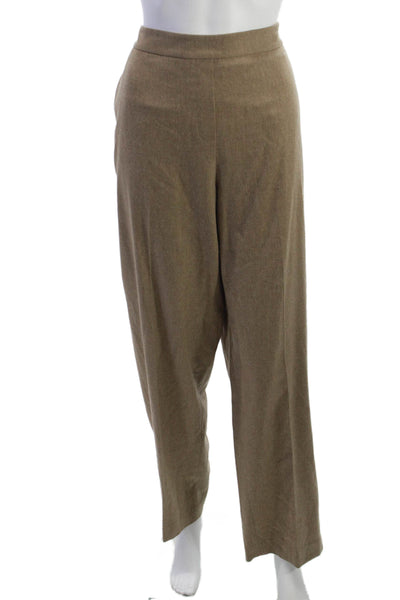 Lafayette 148 New York Womens Wool Dress Pants Brown Pull On Size L