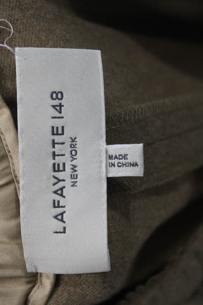 Lafayette 148 New York Womens Wool Dress Pants Brown Pull On Size L