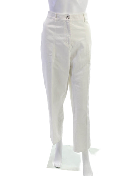 Lafayette 148 New York Womens Cropped White Cotton Pants Size 12