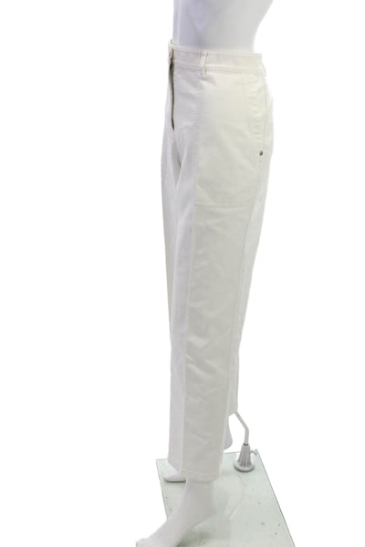 Lafayette 148 New York Womens Cropped White Cotton Pants Size 12