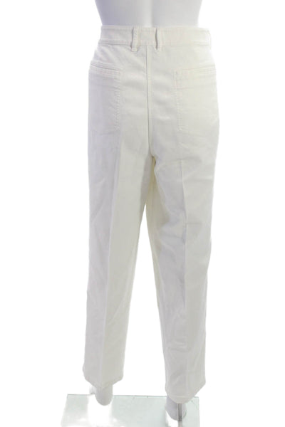 Lafayette 148 New York Womens Cropped White Cotton Pants Size 12