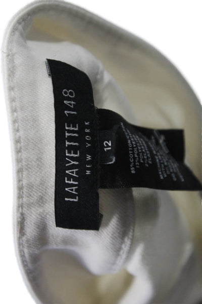 Lafayette 148 New York Womens Cropped White Cotton Pants Size 12