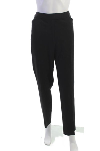 Lafayette 148 New York Women Dress Pants Black Virgin Wool Button Size 12