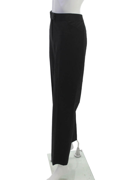 Lafayette 148 New York Women Dress Pants Black Virgin Wool Button Size 12