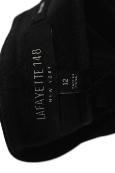 Lafayette 148 New York Women Dress Pants Black Virgin Wool Button Size 12