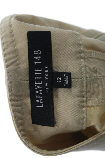 Lafayette 148 New York Womens Dress Pants Beige Cotton Zip Size 12