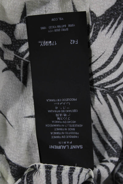 Saint Laurent Women Fit & Flare Black Floral Knee Dress Longsleeve Size 42