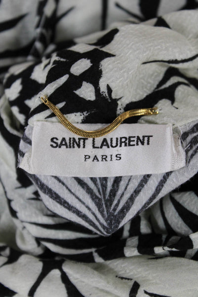 Saint Laurent Women Fit & Flare Black Floral Knee Dress Longsleeve Size 42