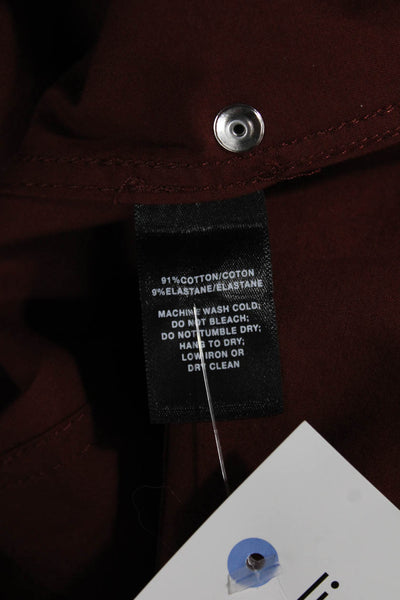 Lafayette 148 New York Womens Cropped Red Cotton Pants Button Size 12