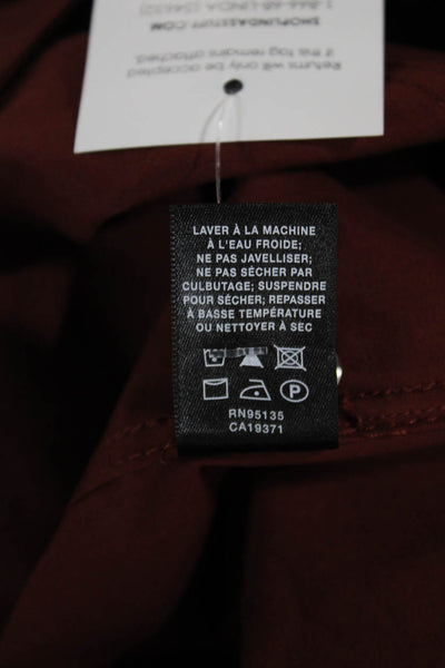 Lafayette 148 New York Womens Cropped Red Cotton Pants Button Size 12