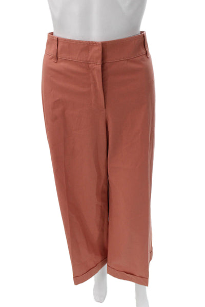 Lafayette 148 New York Womens Cropped Orange Cotton Pants Zip Inseam 25 Size 12