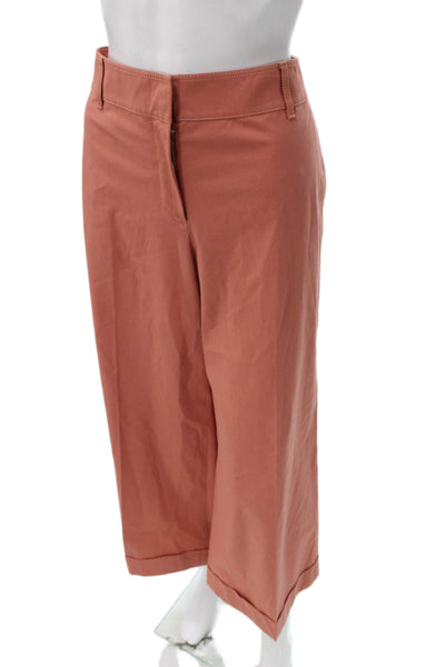 Lafayette 148 New York Womens Cropped Orange Cotton Pants Zip Inseam 25 Size 12