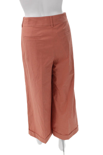 Lafayette 148 New York Womens Cropped Orange Cotton Pants Zip Inseam 25 Size 12
