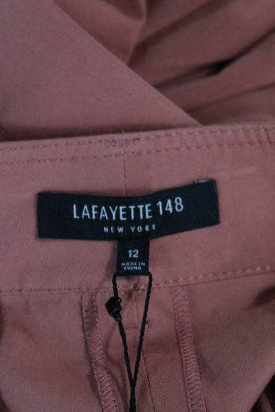 Lafayette 148 New York Womens Cropped Orange Cotton Pants Zip Inseam 25 Size 12