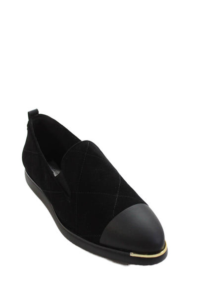 Cole Haan Womens Suede Quilted Texture Slide On Loafer Flats Black Size 10 B