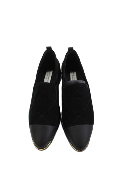 Cole Haan Womens Suede Quilted Texture Slide On Loafer Flats Black Size 10 B