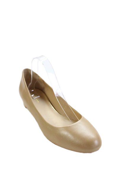 Cole Haan Womens Leather Gold Tone Slide On Ballet Flats Beige Size 10.5 B