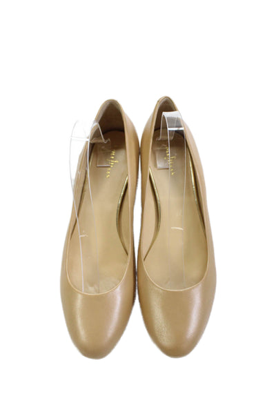 Cole Haan Womens Leather Gold Tone Slide On Ballet Flats Beige Size 10.5 B