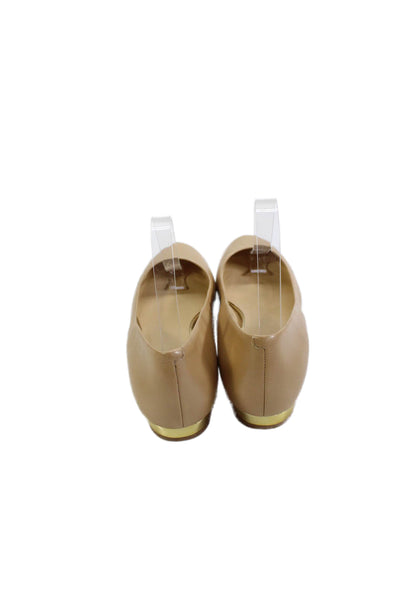 Cole Haan Womens Leather Gold Tone Slide On Ballet Flats Beige Size 10.5 B
