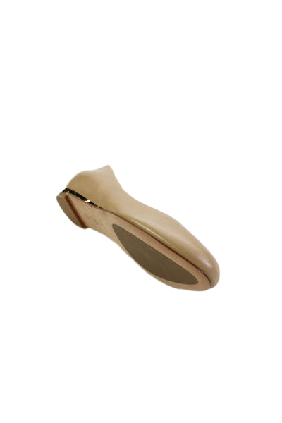 Cole Haan Womens Leather Gold Tone Slide On Ballet Flats Beige Size 10.5 B