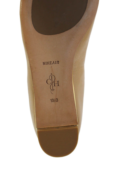Cole Haan Womens Leather Gold Tone Slide On Ballet Flats Beige Size 10.5 B
