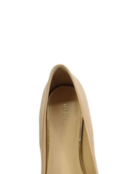 Cole Haan Womens Leather Gold Tone Slide On Ballet Flats Beige Size 10.5 B