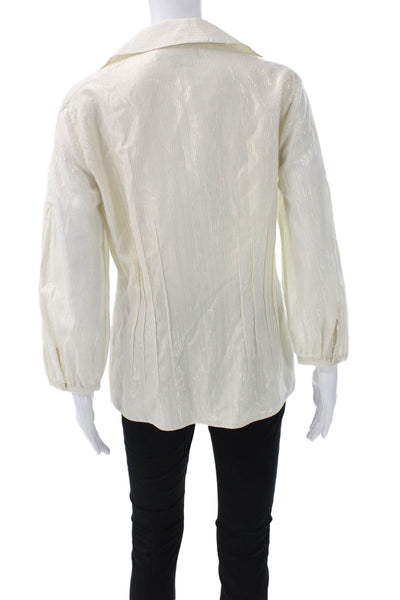 Lafayette 148 New York Womens Tunic Striped Ivory Cotton 3/4 Sleeve Size 10
