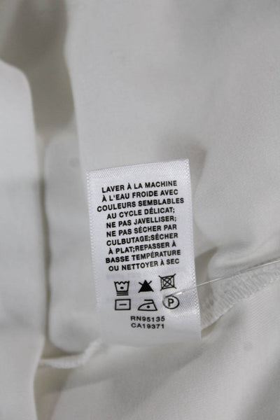 Lafayette 148 New York Women White Cotton Henley Short Sleeve T-Shirt Size L
