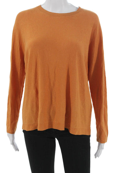 Eileen Fisher Women Pullover Sweater Orange Crew Neck Long Sleeve Size XS