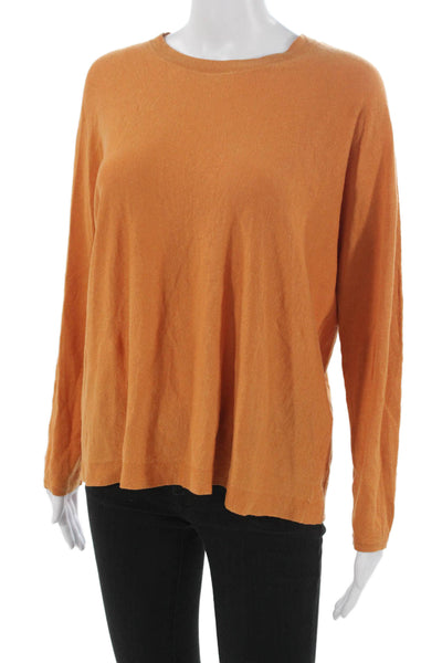 Eileen Fisher Women Pullover Sweater Orange Crew Neck Long Sleeve Size XS