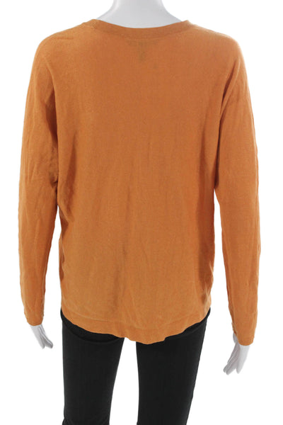 Eileen Fisher Women Pullover Sweater Orange Crew Neck Long Sleeve Size XS