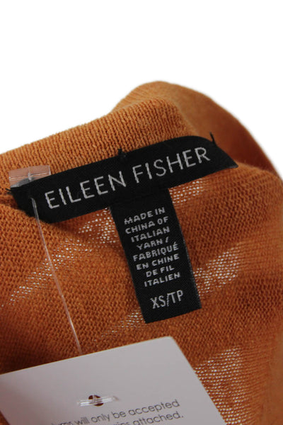 Eileen Fisher Women Pullover Sweater Orange Crew Neck Long Sleeve Size XS