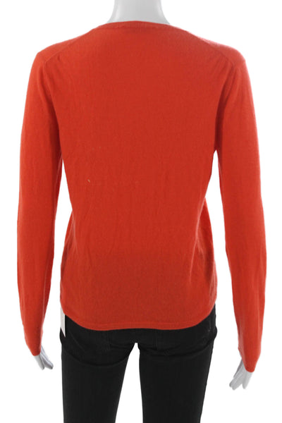 Manrico Cashmere Women Pullover Sweater V Neck Orange Long Sleeve Size S