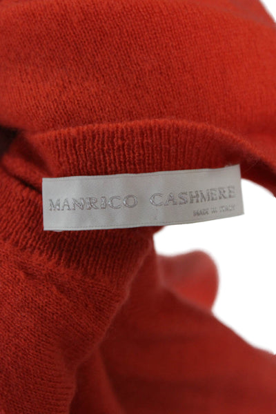 Manrico Cashmere Women Pullover Sweater V Neck Orange Long Sleeve Size S