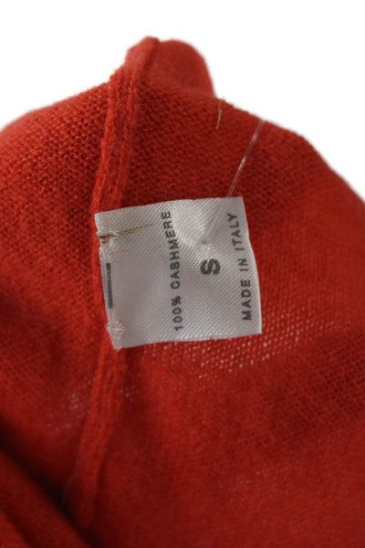 Manrico Cashmere Women Pullover Sweater V Neck Orange Long Sleeve Size S