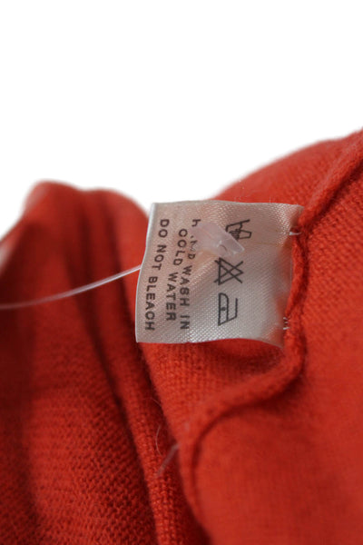 Manrico Cashmere Women Pullover Sweater V Neck Orange Long Sleeve Size S