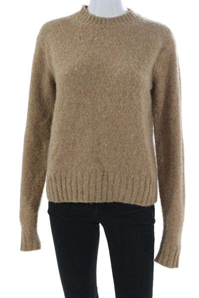 Helmut Lang Women Pullover Sweater Beige Wool Crewneck Long Sleeve Size S