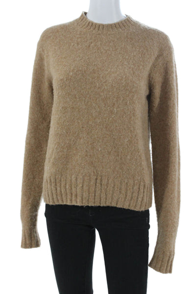 Helmut Lang Women Pullover Sweater Beige Wool Crewneck Long Sleeve Size S