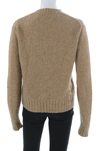 Helmut Lang Women Pullover Sweater Beige Wool Crewneck Long Sleeve Size S
