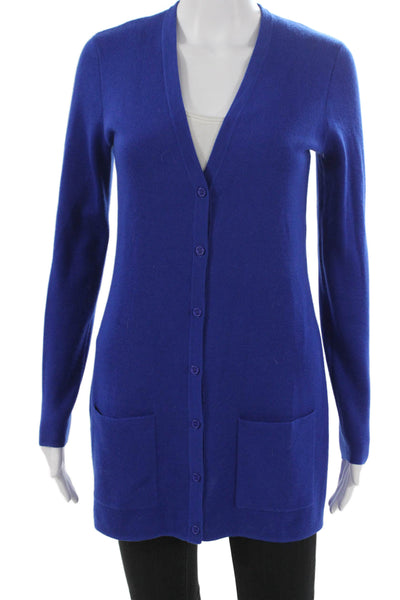 Michael Kors Womens Cashmere V-Neck Cardigan Blue Long Sleeve Size S