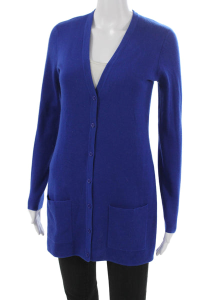 Michael Kors Womens Cashmere V-Neck Cardigan Blue Long Sleeve Size S