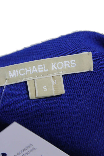 Michael Kors Womens Cashmere V-Neck Cardigan Blue Long Sleeve Size S