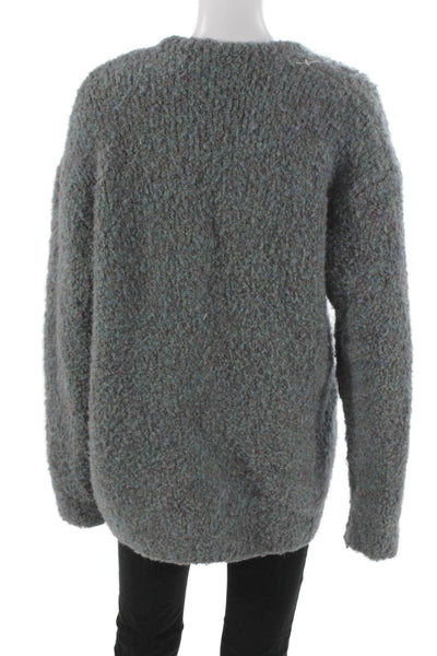 Zara Womens V Neck Cardigan Solid Gray Polyester Long Sleeve Size L