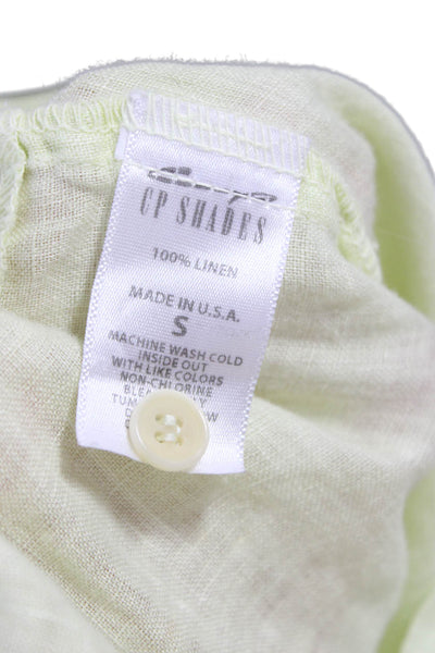 CP Shades Women Tunic Linen V-Neck 3/4 Sleeve Green Size S