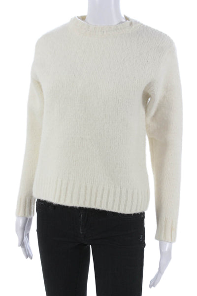 Zara Women Wool Pullover Sweater Crew Neck Long Sleeve Ivory Size M