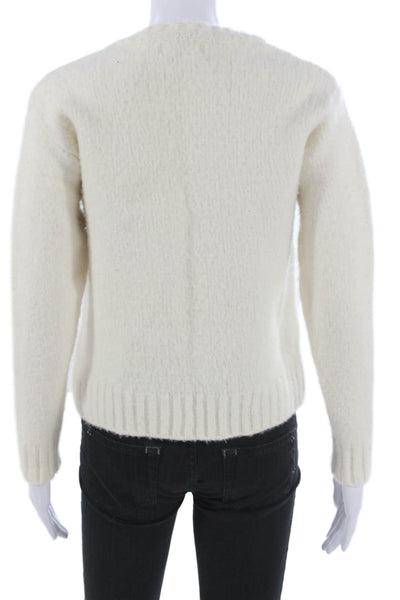 Zara Women Wool Pullover Sweater Crew Neck Long Sleeve Ivory Size M