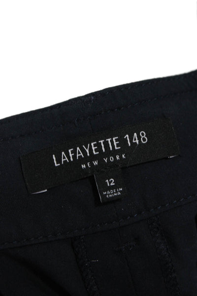 Lafayette 148 New York Women Blue Cotton Dress Pants Solid Size 12