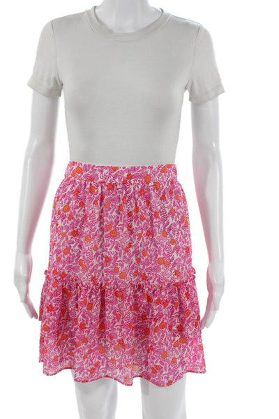 J Crew Women Pink Floral Polyester Mini Skirt Size M