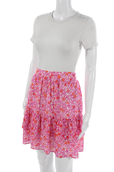 J Crew Women Pink Floral Polyester Mini Skirt Size M