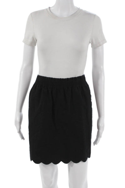 J Crew Womens Straight Pencil Skirt Black Linen Short Pull On Size 12